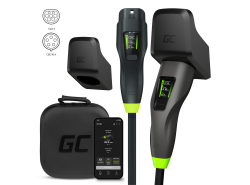 Green Cell GC Habu Mobil EV-laddare 11kW 7m Typ 2 CEE 16A Wallbox med App + Habu Holder - laddkabelhållare för EV