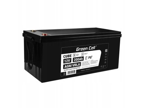 Green Cell AGM VRLA 12V 200Ah underhållsfritt batteri för husbil, solenergi, solpaneler, båtar.