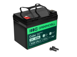 Green Cell Cube AGM VRLA IP54 12V 33Ah underhållsfri batteri för gräsklippare, skoter, båt, rullstol