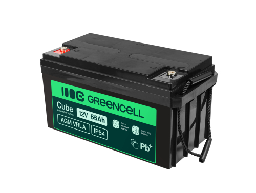 Green Cell Cube AGM VRLA IP54 12V 65Ah underhållsfri batteri för gräsklippare, skoter, båt, rullstol