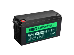 Green Cell Cube AGM VRLA IP54 12V 250Ah underhållsfri batteri för husvagn, solpaneler, båt