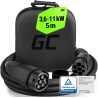 Green Cell Snap Laddkabel Typ 2 11kW 5m för Tesla Model 3 S X Y, VW ID.3, ID.4, Kia EV6, Audi E-Tron, Fiat 500e, BMW i3, iX