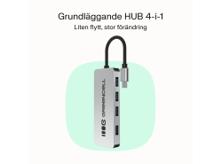 Adapter Basic HUB Greencell USB-C 4in1 (4×USB-A 3.0) – snabb överföring upp till 5 Gb/s, aluminiumhus