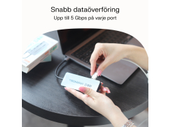 Adapter Basic HUB Greencell USB-C 4in1 (4×USB-A 3.0) – snabb överföring upp till 5 Gb/s, aluminiumhus