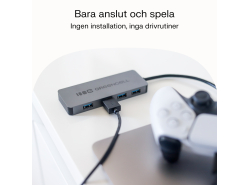 Adapter Basic HUB Greencell USB-A 4in1 (4×USB 3.0) – snabb transfer upp till 5 Gb/s, aluminiumhölje