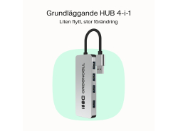 Adapter Basic HUB Greencell USB-A 4in1 (4×USB 3.0) – snabb transfer upp till 5 Gb/s, aluminiumhölje