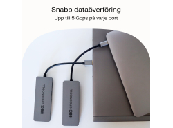 Adapter Basic HUB Greencell USB-A 4in1 (4×USB 3.0) – snabb transfer upp till 5 Gb/s, aluminiumhölje