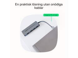 Adapter Basic HUB Greencell USB-A 4in1 (4×USB 3.0) – snabb transfer upp till 5 Gb/s, aluminiumhölje