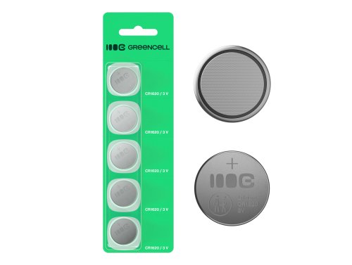 5x litiumbatteri CR1620 CR 1620 3V 70mAh Greencell knappcellsbatteri Blister