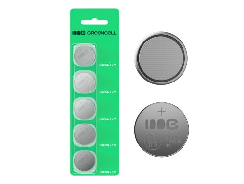 Greencell Blister 5x litiumbatteri CR2032 3V 220mAh knappbatteri för nycklar, klockor, fjärrkontroller, vågar