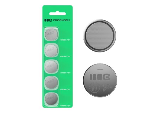 Greencell Blister 5x litiumbatteri CR2016 3V 80mAh knappbatteri för nyckel, klocka, fjärrkontroll, våg