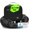 Green Cell Snap Laddkabel Typ 2 11kW 5m för Tesla Model 3 S X Y, VW ID.3, ID.4, Kia EV6, Audi E-Tron, Fiat 500e, BMW i3, iX