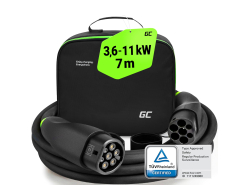 Green Cell Snap Laddkabel Typ 2 11kW 7m för Tesla Model 3 S X Y, VW ID.3, ID.4, Kia EV6, Audi E-Tron, Fiat 500e, BMW i3, iX