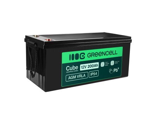 Greencell AGM VRLA 12V 200Ah underhållsfri batteri för båtar solpaneler (240x522x226mm)