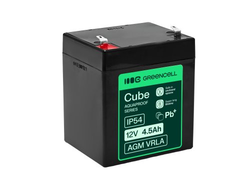 Greencell AGM VRLA 12V 4.5Ah underhållsfritt batteri för kassaregister, leksaker, kameror (90x70x106mm)