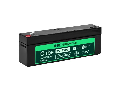 Greencell AGM VRLA 12V 2.5Ah underhållsfritt batteri för kassasystem, leksaker, kameror (178x36x66mm)