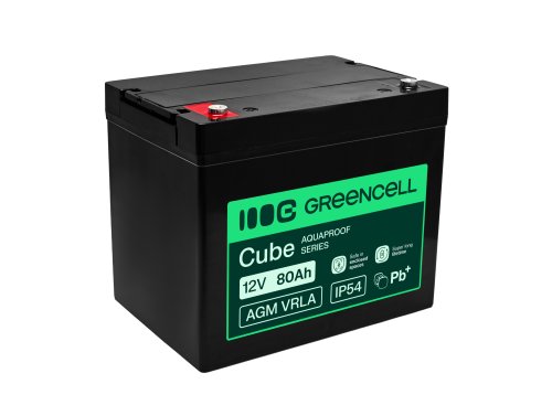 Greencell AGM VRLA 12V 80Ah underhållsfritt batteri till UPS, vågar, husbil (260x168x216mm)