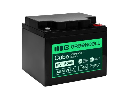 Greencell AGM VRLA 12V 50Ah underhållsfritt batteri för UPS, vågar, husbilar (197x166x170mm)