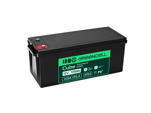 Greencell AGM VRLA 12V 175Ah underhållsfritt batteri för båtar, fotovoltaik, solpaneler (532x207x220mm)