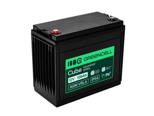 Greencell AGM VRLA 12V 135Ah underhållsfri batteri för båt, fotovoltaik, solpaneler (341x173x287mm)