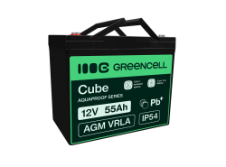 Green Cell CUBE AGM IP54 12V 55Ah batteri VRLA blybatteri Unbemann fiskeskärare båtskoter gräsklippare gräsklippare