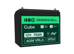 Green Cell ® AGM 12V 75Ah batteri VRLA blybatteri Unbemann Caravan fotovoltaisk rullstol solbatteri