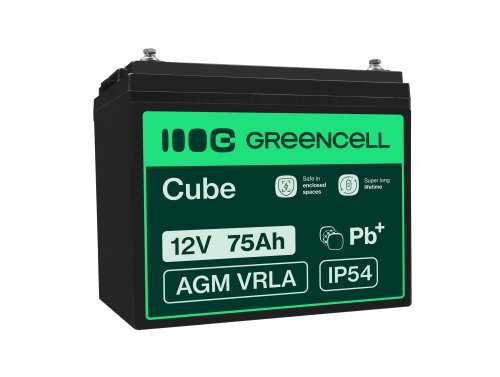 Green Cell ® AGM 12V 75Ah batteri VRLA blybatteri Unbemann Caravan fotovoltaisk rullstol solbatteri