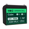Green Cell ® AGM 12V 75Ah batteri VRLA blybatteri Unbemann Caravan fotovoltaisk rullstol solbatteri