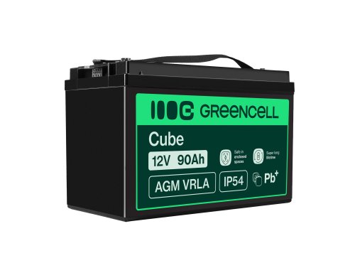 Green Cell ® AGM 12V 90Ah batteri VRLA blybatteri Unbemann Caravan fotovoltaisk rullstol solbatteri