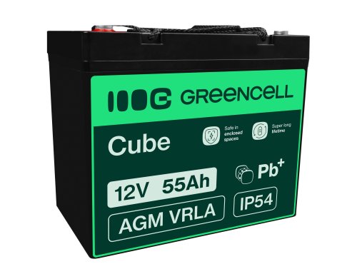 Green Cell ® AGM 12V 55Ah batteri VRLA blybatteri Unbemann fiskeskärare båtskoter gräsklippare gräsklippare
