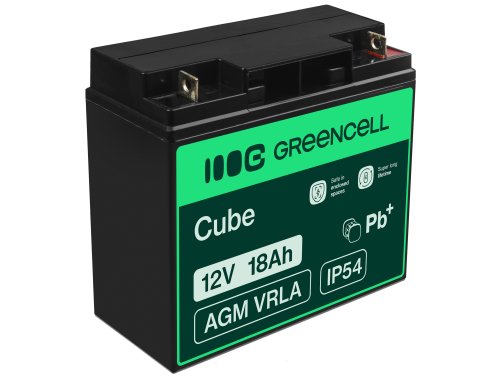 Green Cell ® AGM 12V 18Ah batteri VRLA blybatteri Unbemann fiskeskärare båtskoter gräsklippare gräsklippare