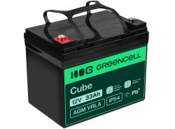 Green Cell ® AGM 12V 33Ah batteri VRLA blybatteri Unbemann fiskeskärare båtskoter gräsklippare gräsklippare