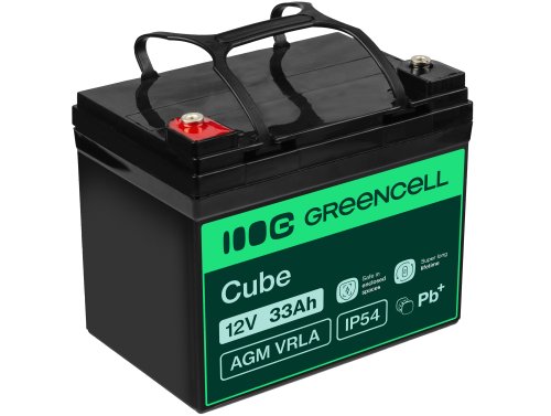 Green Cell ® AGM 12V 33Ah batteri VRLA blybatteri Unbemann fiskeskärare båtskoter gräsklippare gräsklippare