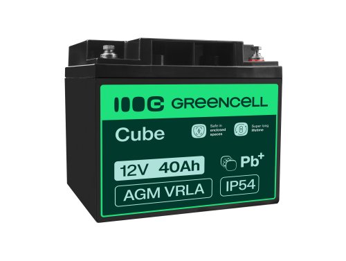 Green Cell ® AGM 12V 40Ah batteri VRLA blybatteri Unbemann Caravan fotovoltaisk rullstol solbatteri