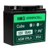 Green Cell® AGM 12V 15Ah batteri VRLA blybatteri underhållsfritt fiskekutterbåt skoter grästraktor gräsklippare