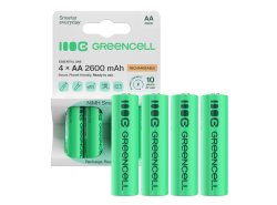 4x Ackumulatorer AA R6 2600mAh Ni-MH laddningsbara Batterier Green Cell
