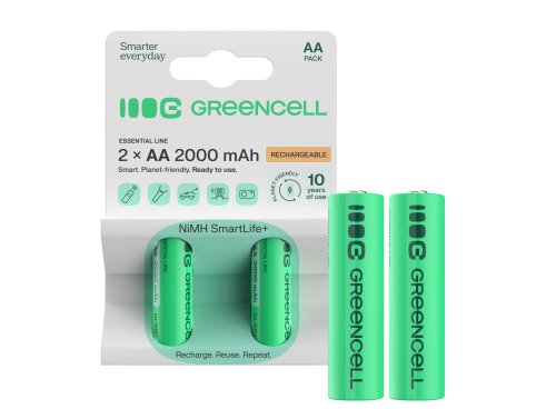 2x Ackumulatorer AA R6 2000mAh Ni-MH laddningsbara Batterier Green Cell