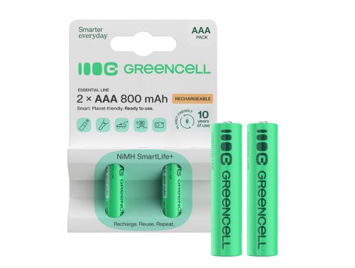 2x Ackumulatorer AAA R3 800mAh Ni-MH laddningsbara Batterier Green Cell