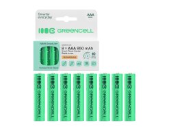 8x Ackumulatorer AAA R3 950mAh Ni-MH laddningsbara Batterier Green Cell
