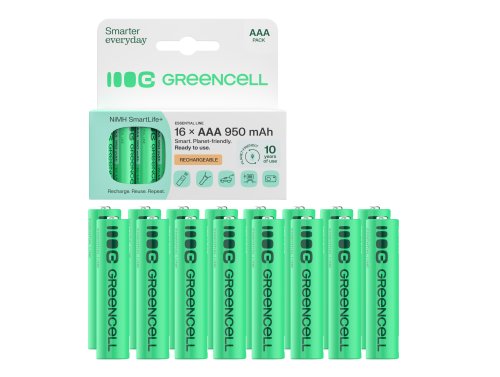 16x Ackumulatorer AAA R3 950mAh Ni-MH laddningsbara Batterier Green Cell