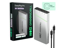Powerbank Greencell PowerPlay Pro 20800mAh 65W – snabbladdning, PD, Ultra Charge, tillverkad i Polen