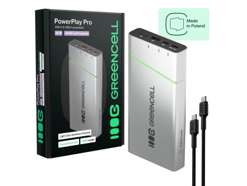 Powerbank Greencell PowerPlay Pro 20800mAh 65W – snabbladdning, PD, Ultra Charge, tillverkad i Polen
